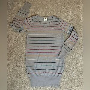 Lacoste Long Sweater - Gray with Multicolor Stripes